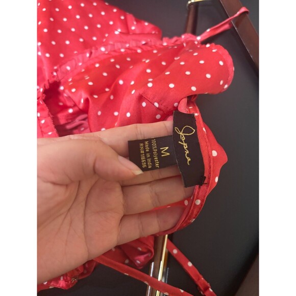 Japna Slip Dress Sz M Babydoll Red Pink Polka Dot Valentines Coquette 90s Style - Picture 10 of 14